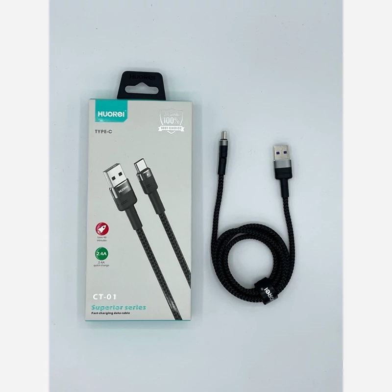کابل شارژ و انتقال داده کنفی تایپ سی HUOREI مدل CT-01 سوپریور سری 1 متری