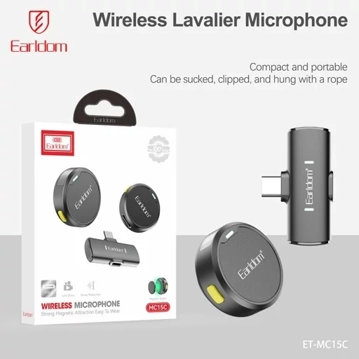 میکروفون بی سیم یقه ای Earldom مدل ET-MC15C تایپ C مناسب تولید محتوا