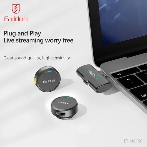 میکروفون بی سیم یقه ای Earldom مدل ET-MC15C تایپ C مناسب تولید محتوا