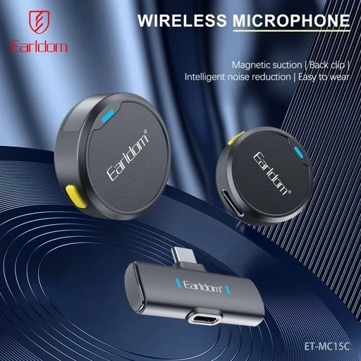 میکروفون بی سیم یقه ای Earldom مدل ET-MC15C تایپ C مناسب تولید محتوا