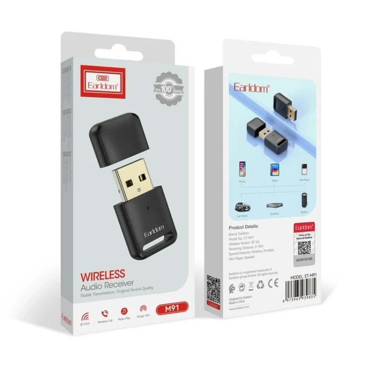 دانگل بلوتوث Earldom مدل ET-M91 - گیرنده بلوتوث USB خودرو و سیستم صوتی