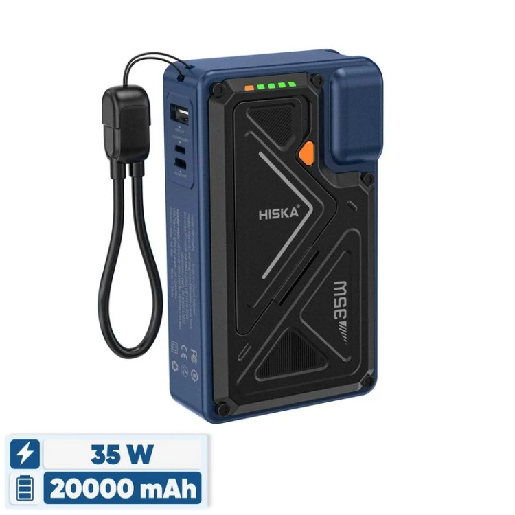 پاوربانک 35 وات هیسکا مدل HP-226PD ظرفیت 20000 میلی آمپر به همراه کابل متصل USB-C